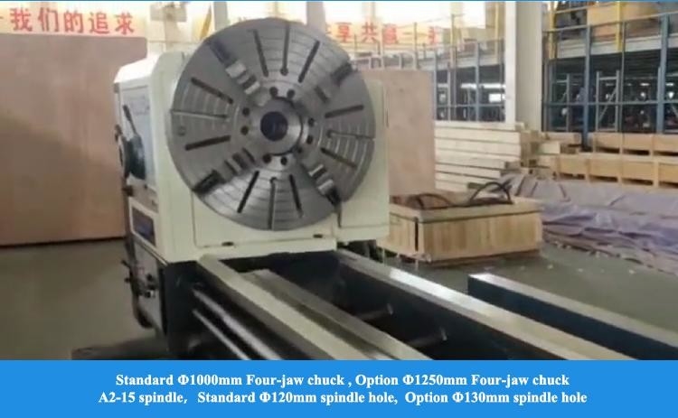 12 Meter Lathe Machine CW61125D Carico Cuscinetto 6T Spindle diametro di foratura 120mm Torno manuale pesante