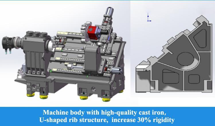 Ferrovia ad alta velocità di CNC del letto di inclinazione di G45L della macchina orizzontale del tornio
